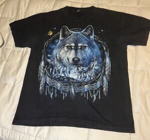 VTG Rock Chang High Def T-Shirt Men’s Large Wolf Dream Catcher Glow in the Dark